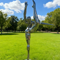Sculpture Moderne de Danseuse de Ballet en Acier Inoxydable pour Extérieur - Statue d'Art 3D Sculptée Grandeur Nature