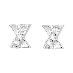 Orecchini da donna in argento Sterling S925 con alfabeto iniziale gioielli alla moda in oro singolo con motivo floreale semplice