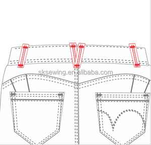 Máquina de coser de doble aguja para fijar presillas de cinturón en pantalones vaqueros - Product Image 3