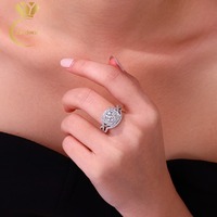Ensemble de bagues en argent sterling avec moissanite ronde taille brillant 1 carat, style mode, design de luxe, bijoux, deux bagues combinées pour femme
