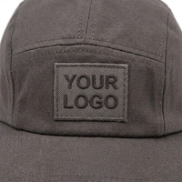 Casquettes de camping noires non structurées avec logo tissé, 100 % coton, haute qualité, personnalisées, 5 panneaux