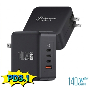 Caricabatterie Rapido GaN da 140W con 4 Porte (2C2A) USB Tipo <span class=keywords><strong>C</strong></span> e USB-<span class=keywords><strong>A</strong></span>, PD3.1 QC3.0 PPS, Spina USA, Prezzo all'Ingrosso, Basso MOQ, per iPhone e MacBook - Product Image 1