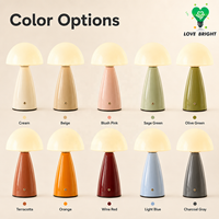 Lampe de table en céramique rechargeable en forme de champignon, USB-C, 3 températures de couleur, à intensité variable par toucher, sans fil, pour la décoration de la maison et des hôtels