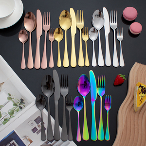 Thiết kế cổ điển thép không gỉ Flatware <span class=keywords><strong>Set</strong></span> với đơn giản mịn xử lý 5 cái sang trọng vàng thiết lập dao kéo cho khách sạn đám cưới - Product Image 3