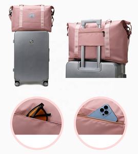 Bolso de gimnasio de poliéster personalizado para mujer, bolsa de expansión escalable, 6 colores, 2 tamaños, impermeable, Rosa - Product Image 4