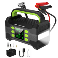 Démarreur portable 12V avec pompe à air, lumière LED, booster de batterie de voiture d'urgence 6-en-1, batterie externe pour véhicule