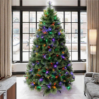 Sapin de Noël Yiwu de luxe 150 cm pré-éclairé en PVC à aiguilles de pin avec lumières LED, design pliable, utilisation extérieure, base de haute qualité – Nouveau