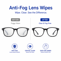 Lingettes anti-buée pour lentilles, 48 heures, 100 unités, emballées individuellement, logo OEM personnalisé, revêtement nano anti-buée pour lunettes et masques