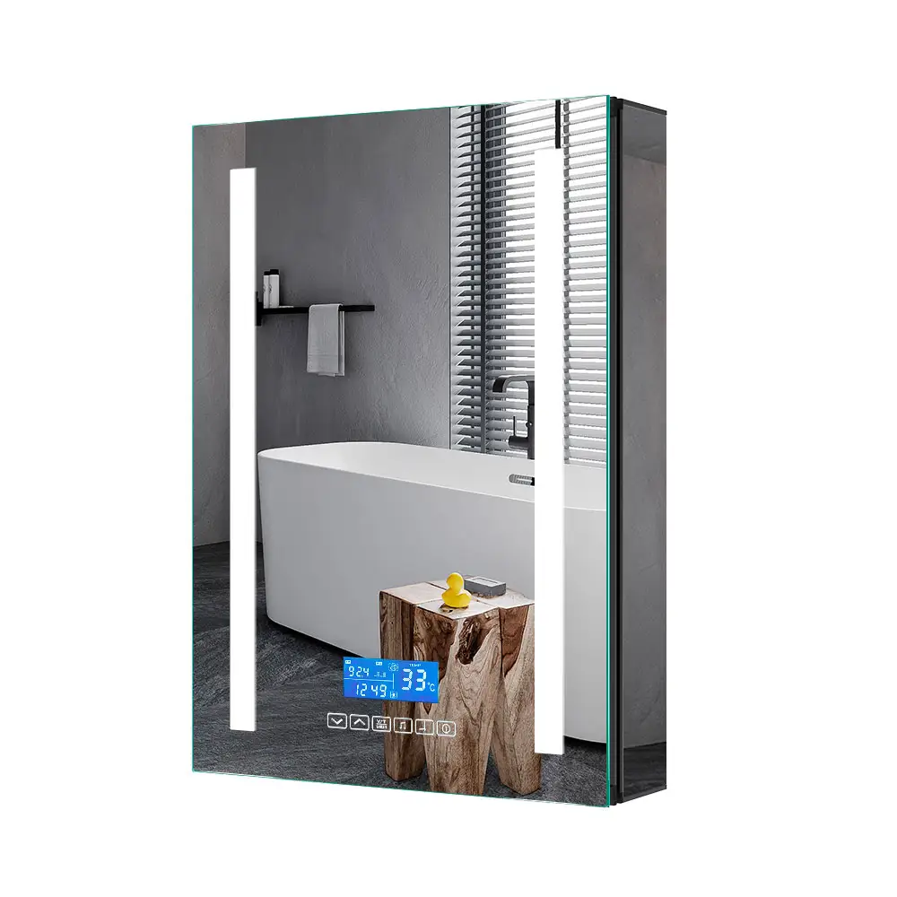 IP65 Водонепроницаемый прямоугольный настенный противотуманный светодиодный шкаф для ванной комнаты с bluetooth-динамиком