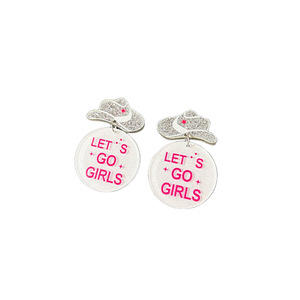 2024 nouvelle mode fille danse fête Halloween <span class=keywords><strong>Costume</strong></span> bijoux Western Cowboy chapeau boucles d'oreilles 60'S 70'S Disco Ball acrylique boucles d'oreilles - Product Image 2
