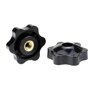 Écrous à sertir manuels en plastique à trou traversant/obcurscissant, avec poignée en laiton fileté, écrous étoiles noirs, boutons de serrage, écrous manuels M4-M12 - Product Image 2