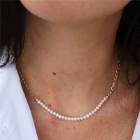 Collar de Perlas Delicado con Cadena de Acero Inoxidable Chapado en Oro de 18K, Joyería Minimalista y Elegante para Mujer, Resistente al Deslustre