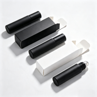 Flacon à bille en verre noir mat de 10 ml avec logo imprimé sur mesure, conteneur vide pour huiles essentielles avec boîte d'emballage couleur personnalisée