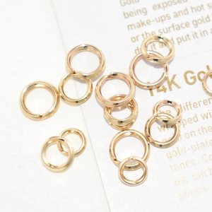 변색 없음 GF 리얼 14K 골드 채워진 더블 레이어 키 링 가공 보석 연결 분할 링 걸쇠 결과 액세서리 - Product Image 4