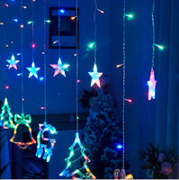 220v/110v Garland Elk Bell Weihnachts baum Weihnachts fee Eiszapfen Garten zimmer Dekorative Twinkle Star Led Fenster Vorhang String Licht