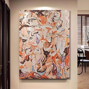 Pintura al Óleo Pintada a Mano, Colores Despertadores, Textura Abstracta Rectangular, Arte de Pared para Colgar en la Sala de Estar, Decoración de Fondo para Sofá - Product Image 2