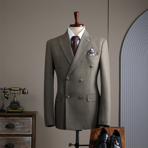 Costume <span class=keywords><strong>Homme</strong></span> Style Britannique 3 Pièces, Veste de Costume de Bureau Boutonnée à Double Boutonnage, Robe de Mariage XL - Product Image 6