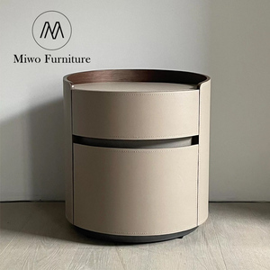 Mesitas de Noche Modernas para Dormitorio, Muebles de Lujo para Hotel, con Almacenamiento en Cuero, 2 Cajones, Mesa Auxiliar para Cama - Product Image 3