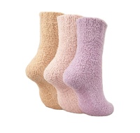 Chaussettes en microfibre antidérapantes chaudes, design tube confortable, chaussettes moelleuses bicolores pour dormir à la maison