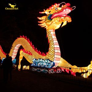 Lanterne en soie Dragon Chinois avec lumières LED pour Diwali et les parcs à thème de Thanksgiving - Couleurs et tailles personnalisables - Product Image 5