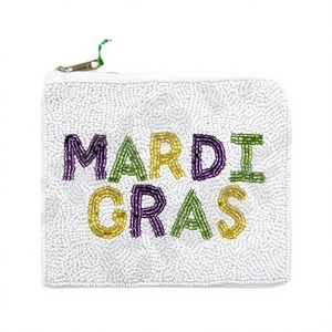 Mardi Gras กระเป๋าใส่เหรียญประดับลูกปัดกระเป๋าเงินกระเป๋าใส่เหรียญสวยมีซิปปิดใช้งานได้ตามแฟชั่น - Product Image 1