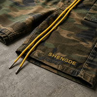 Short cargo homme personnalisé 100% coton camouflage Woodland brodé, taille haute, multi-poches, streetwear, taille élastique, jaune