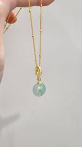 Dây chuyền vàng 18k gắn đá Emerald tự nhiên, mặt dây chuyền bạc S925 dày, thời trang dành cho nữ - Product Image 6
