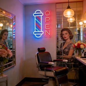 Вращающаяся неоновая вывеска для парикмахерской, акриловая лампа с USB-питанием и регулировкой яркости для ретро-декора салона - Product Image 3