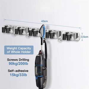 <b>Wall</b> Mount Heavy Duty Broom Hanger <b>Mop</b> Hooks Self Adhesive Broom Holder - Product Image 3
