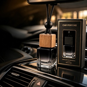 Set di Bottiglie di Vetro Vuote <span class=keywords><strong>per</strong></span> Profumo Auto di Lusso con Tappo in Legno Nero Ricaricabile, Deodorante <span class=keywords><strong>per</strong></span> Auto Appeso, <span class=keywords><strong>Olio</strong></span> Essenziale, Confezione Regalo - Product Image 1