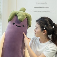 Coussin corporel long en peluche style dessin animé pour dormeurs latéraux - 51 pouces, doux, en forme de mangue et d'aubergine, pour prévenir la compression des jambes au lit