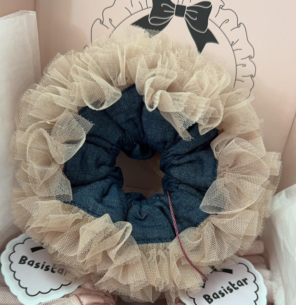 ผ้ายีนส์สีน้ำเงินแห้งกุหลาบ