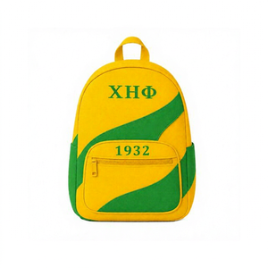 Custom Greek Chi Eta Phi Fashion Two-Tone Sorority <b>Backpack</b> with Zipper Closure Corduroy & Polyester Lining Unisex - Product Image 1