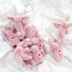 Porte-clés lapin en peluche rose mignon et doux avec breloque lapin en peluche et sac à dos jouet pour les couples avec fonction d'amour améliorée - Product Image 2