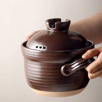 Ensemble de casseroles en céramique de terre cuite beige clair et marron minimaliste japonais, pot à ragoût multi-capacité