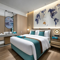 Ensemble complet de mobilier sur mesure ODM pour suite d'hôtel chinoise : chambre, salle de bain et espace de travail pour projet hôtelier complet FF&E