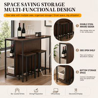 Ensemble de table de bar de cuisine avec étagères ouvertes pour le rangement du café, du vin et de la vaisselle