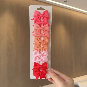 Lot de 10 pinces à cheveux promotionnelles pour bébés, nœuds en ruban de couleur unie, faits à la main pour petites filles - Product Image 6