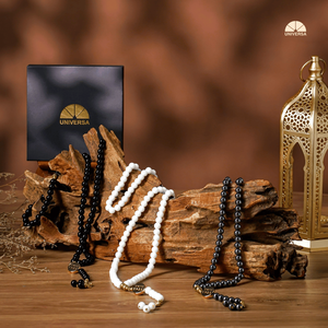 Chapelet Dhikr en Onyx Noir, 99 Perles en Pierre Naturelle, Accessoire de Prière Islamique avec Pochette de Transport Souple, Boîte Premium, Ethnique - Product Image 6