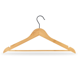 Cintres à vêtements en bambou massif <span class=keywords><strong>de</strong></span> qualité supérieure, robustes, <span class=keywords><strong>pour</strong></span> manteaux, vestes, pulls, avec crochet pivotant noir - Product Image 1