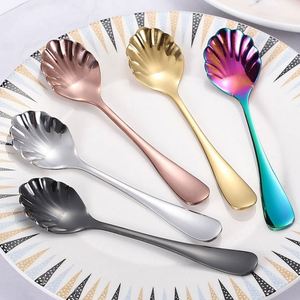 Cuchara de Helado con Forma de Concha de Acero Inoxidable Personalizada, Cuchara Creativa y Colorida para Postre, Café, Azúcar, Cuchara para Mezclar - Product Image 5