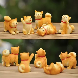 BAIUFOR hayvanlar minyatür küçük sevimli sarı köpekler reçine el sanatları DIY teraryum figürler Mini bahçe dekor