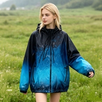 Veste bomber softshell décontractée légère à capuche, coupe ample, automne, imperméable, coupe-vent, changement de couleur activé par l'eau