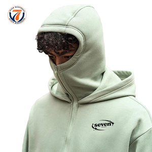 高品质定制男士印花厚重连帽衫，带滑雪面罩巴拉克拉瓦，超大号全拉链连帽衫运动衫，适合男士 - Product Image 2