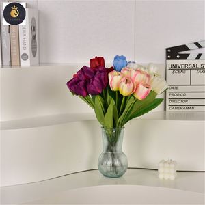 EV Amazo 7 cabezas Real Touch flores <span class=keywords><strong>blanco</strong></span> <span class=keywords><strong>rojo</strong></span> rosa coloridos tulipanes artificiales para decoración de boda DIY - Product Image 4