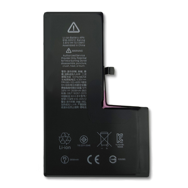 New 2658mAh Lithium Battery for iPhone XS Factory Replacement CE RoHS FCC Certified Stock Mobile Phone Batteries