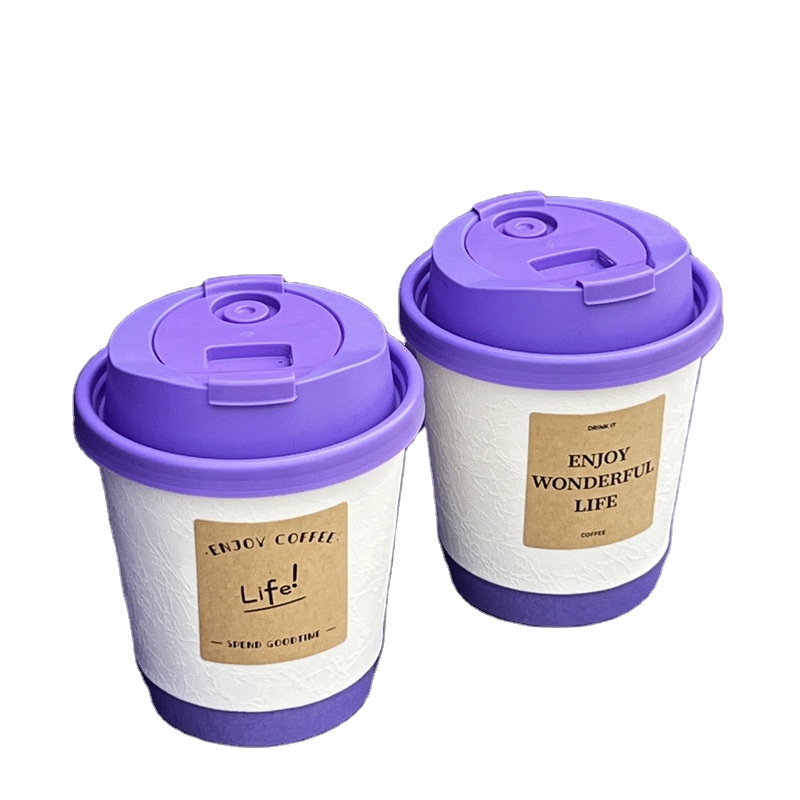 New Arrival Custom Design Double Wall Paper Cup With Custom Printing for Soda Juice Milk Shake Bubble Tea Packaging With Lid