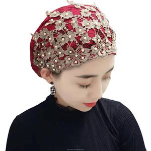Gorro islámico YASEEN de colores, el más vendido, con diseño de tubo cruzado, color liso a la moda, encaje sedoso, transpirable y ecológico. - Product Image 4