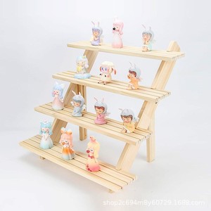 Solid Wood Tiered <b>Shelf</b> 4 Layers Freestanding Rectangle Multipurpose Display Stand For Jewelry Figurines Dolls <b>Desktop</b> Use - Product Image 2