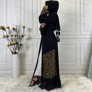 1863# New Abaya Latest Burqa Design Muslim Kimono Sequins Design <b>Kaftan</b> Dress Luxury Front Open Clothing in Turkey - Product Image 2